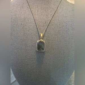 KH .925 India Labradorite Stone w CZ’s Gold Vermeil Chain Necklace